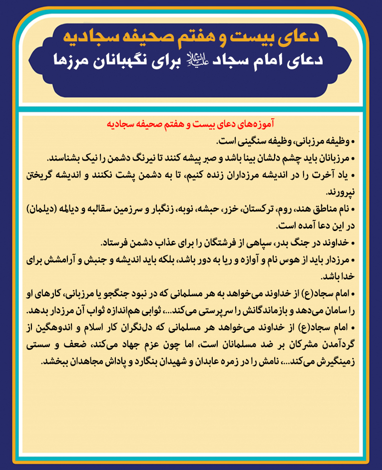دعاى امام سجاد علیه السلام براى نگهبانان مرزها