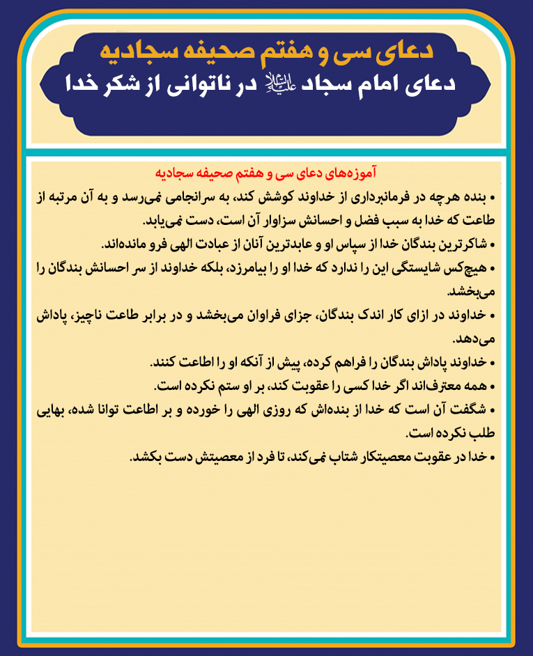 دعاى امام سجاد علیه السلام در ناتوانی از شکر خدا